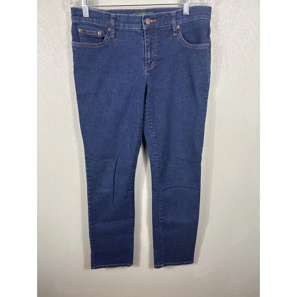 Lauren Ralph Lauren Women's Blue Medium Wash Casual Streetwear Pants Denim Jeans